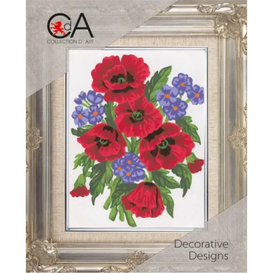 Tapestry Kit with printed canvas 14x18 Poppies CDA3043K