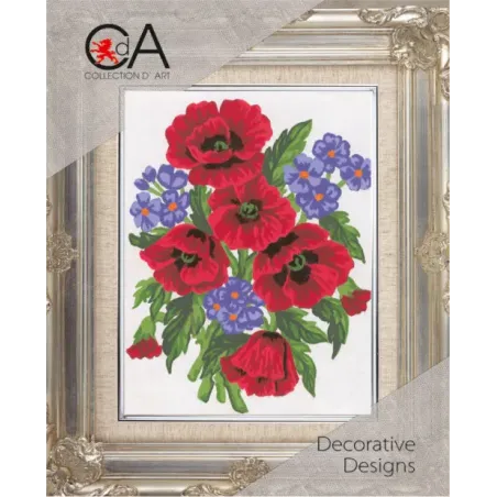 Wandteppich-Set mit bedruckter Leinwand 14x18 Mohnblumen CDA3043K