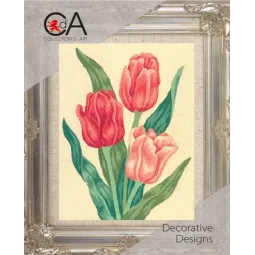 Gobelin-Set mit bedruckter Leinwand 14x18 Tulpen CDA3105K