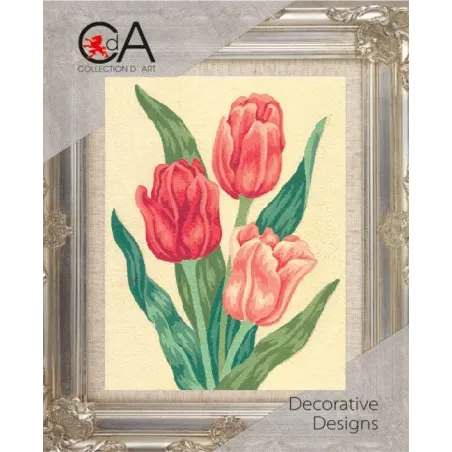 Kit de tapisserie avec toile imprimée 14x18 Tulipes CDA3105K