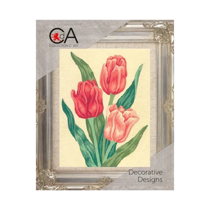 Kit de tapisserie avec toile imprimée 14x18 Tulipes CDA3105K