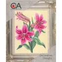 Tapestry Kit with printed canvas 14x18 Pink Lillies CDA3106K