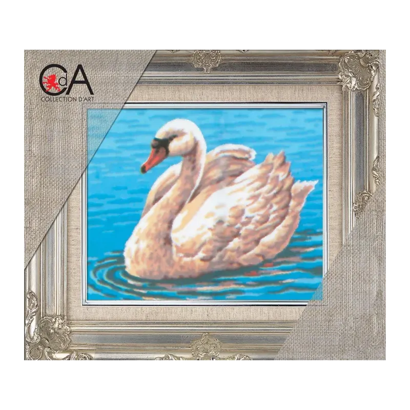 Kit de tapisserie avec toile imprimée 14x18 Cygne CDA3094K