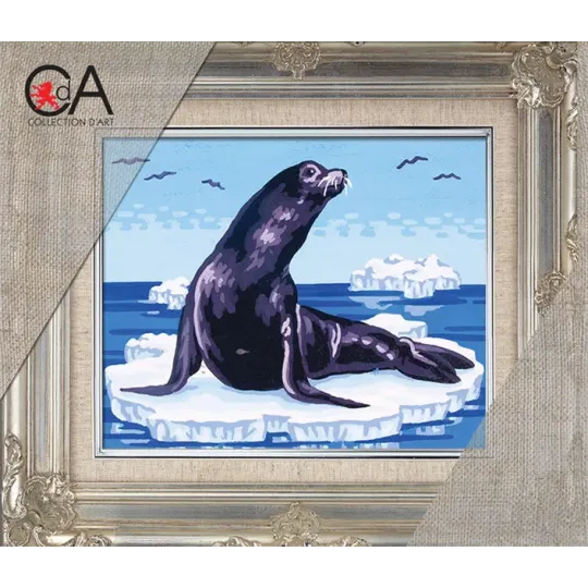 Tapestry Kit with printed canvas 14x18 Seal on Ice CDA3091K
