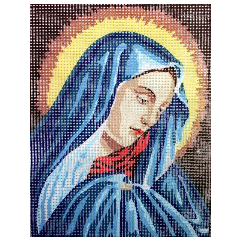 Kit de tapisserie avec toile imprimée 14x18 Sainte Mère CDA3078K