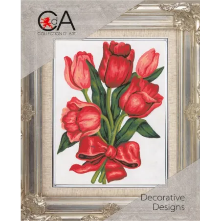 Kit tapisserie avec toile imprimée 14x18 Tulipes CDA3045K
