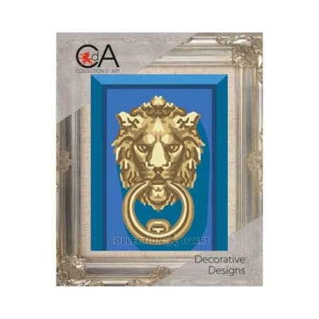 Tapestry Kit with printed canvas 14x18 Lion lock CDA3007K