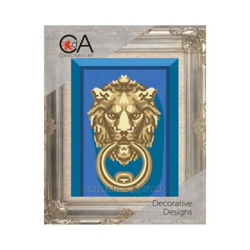 Tapestry Kit with printed canvas 14x18 Lion lock CDA3007K