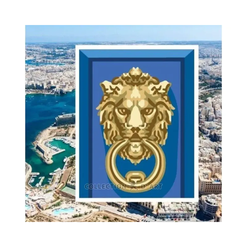 Tapestry Kit with printed canvas 14x18 Lion lock CDA3007K