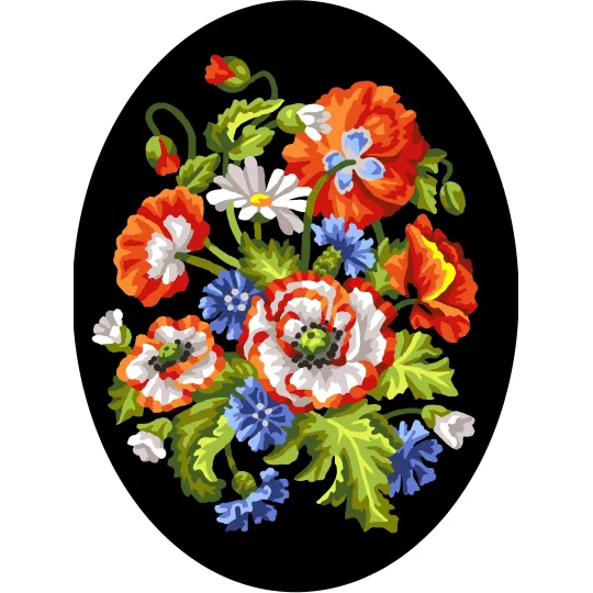 Toile imprimée 18x24 Fleurs avec fond noir CDA7027