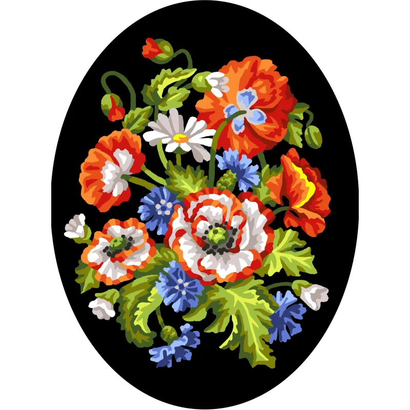 Toile imprimée 18x24 Fleurs avec fond noir CDA7027