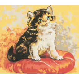 Toile imprimée 18x22 Chaton sur un coussin CDAA37