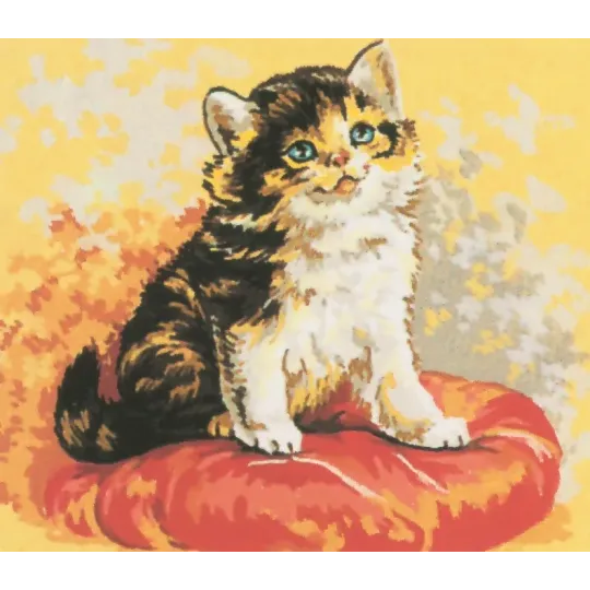 Toile imprimée 18x22 Chaton sur un coussin CDAA37
