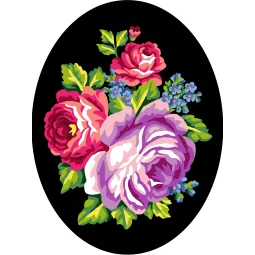 Spausdintas drobės audinys 18x24 Gėlės su juodu fonu CDA7026