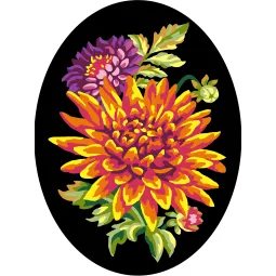 Печать на холсте 18x24 Цветы с черным фоном CDA7025