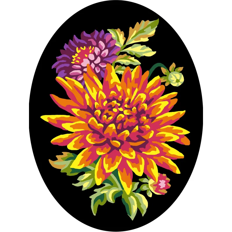 Toile imprimée 18x24 Fleurs sur fond noir CDA7025