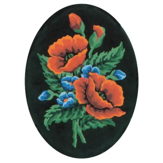 Toile imprimée 18x24 Coquelicots et bleuets, ovale CDA7015