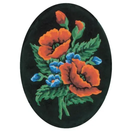 Toile imprimée 18x24 Coquelicots et bleuets, ovale CDA7015