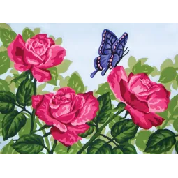 Toile Imprimée 22x30 Papillon sur Roses CDA6244