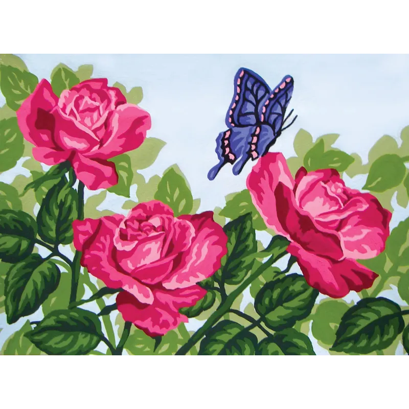 Toile Imprimée 22x30 Papillon sur Roses CDA6244
