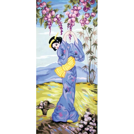 Atspausdintas drobės paveikslas 23x50 Geiša rudenį CDA8053