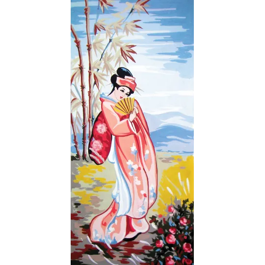 Gedruckte Leinwand 23x50 Geisha im Sommer CDA8052