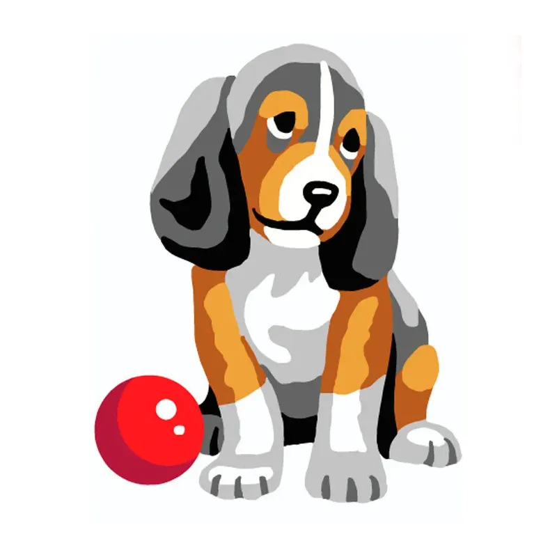 Printed Canvas 14x18 Puppy with Ball CDA3330