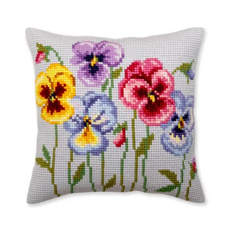 Kit coussin Pensées 40 X 40 cm CDA5383