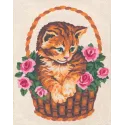 Printed Canvas 14x18 Kitten in Rose Basket CDA3138