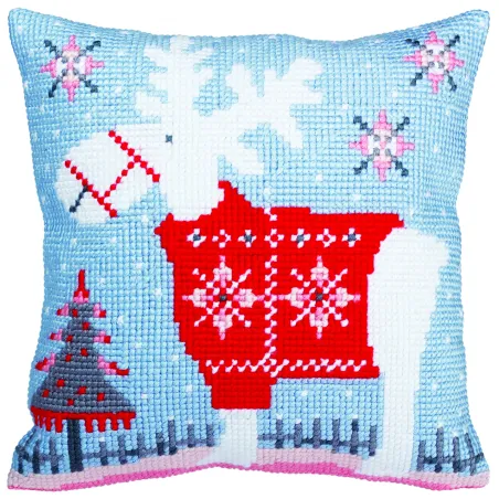 Kit coussin cerf de Noël 40 X 40 cm CDA5356