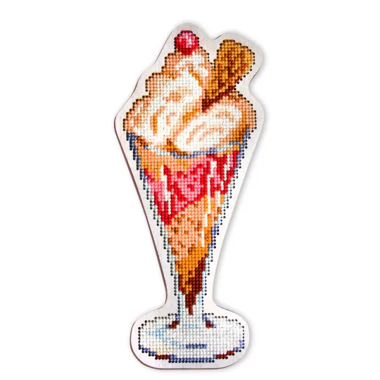 Cross-stitch kit with perforated wooden form EHW031