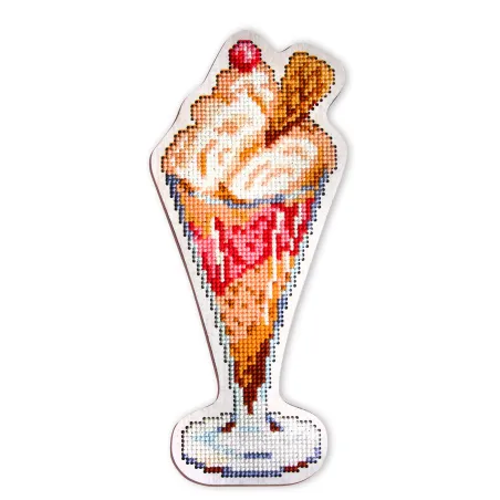 Cross-stitch kit with perforated wooden form EHW031