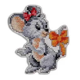 Cross-stitch kit with perforated wooden form EHW048