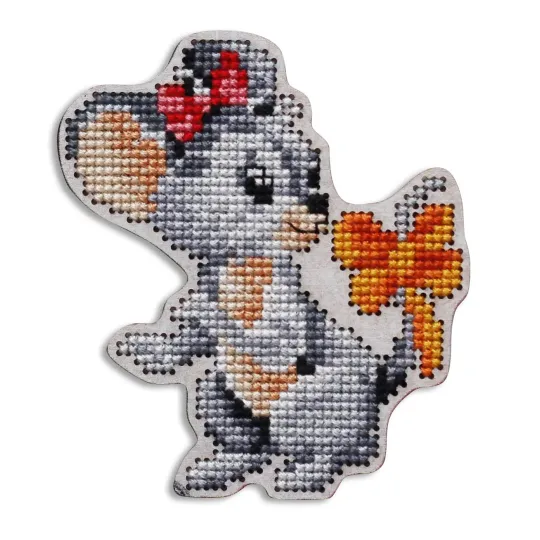 Cross-stitch kit with perforated wooden form EHW048