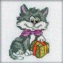 Kit point de croix "Chaton avec cadeau" RTOH203