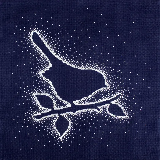 Kit point de croix "Neige argentée. Oiseau" RTOCU014