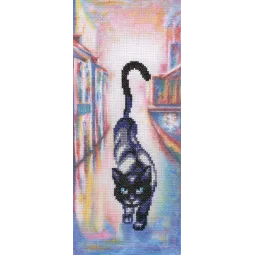 Kit point de croix "Chats en ville"(tissu AIDA avec fond imprimé) RTOC246