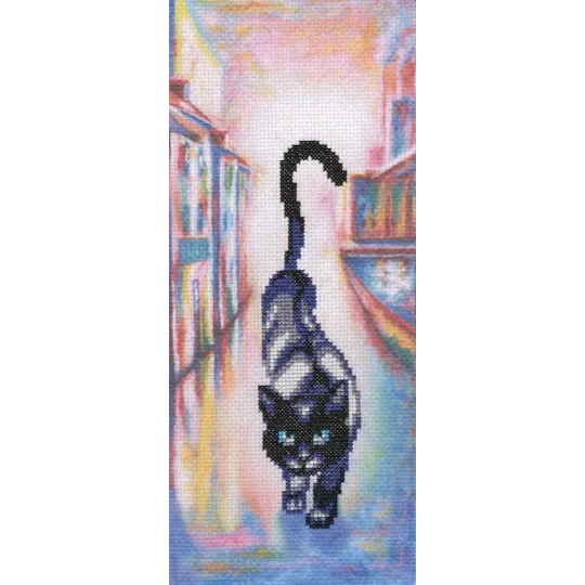 Kreuzstich-Set "Katzen in der Stadt"(AIDA Stoff mit gedrucktem Hintergrund) RTOC246