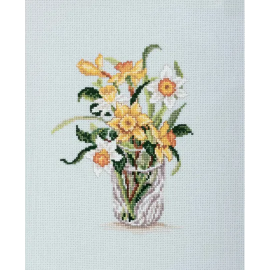 Kit de point de croix "Jonquilles en verre cristal" RTOC180