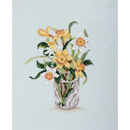 Kit de point de croix "Jonquilles en verre cristal" RTOC180