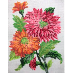 Tapestry Kit with printed canvas 14x18 Orange Daisies CDA3115K
