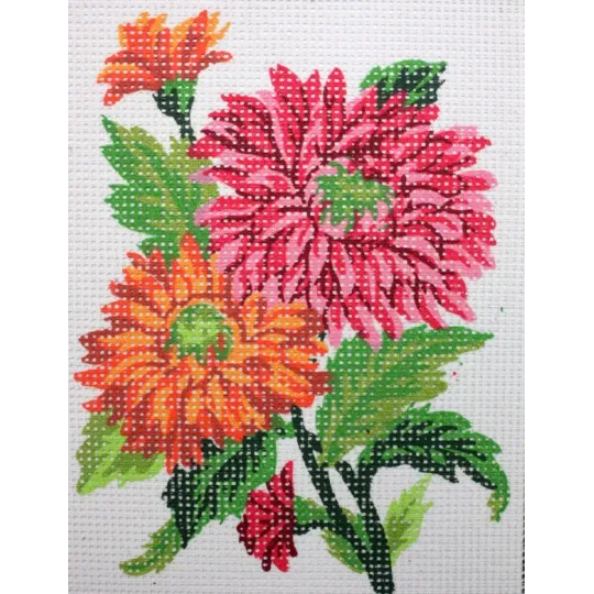 Tapestry Kit with printed canvas 14x18 Orange Daisies CDA3115K