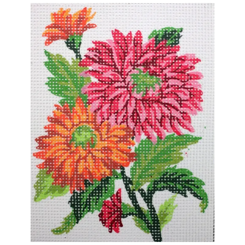 Gobelin-Set mit bedruckter Leinwand 14x18 Orange Daisies CDA3115K