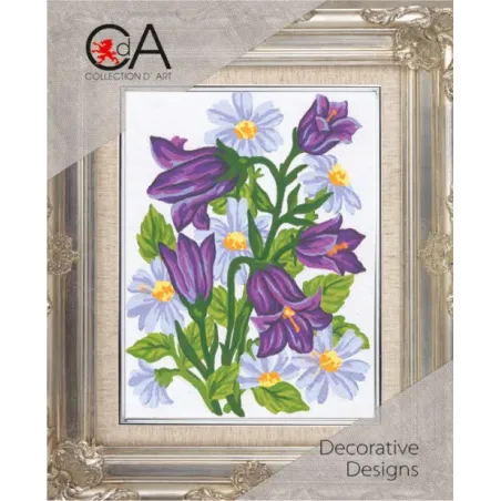 Gobelin-Set mit bedruckter Leinwand 14x18 Glockenblumen CDA3041K