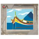 Kit Tapisserie avec toile imprimée 18x14 Bateau en mer CDA3001K