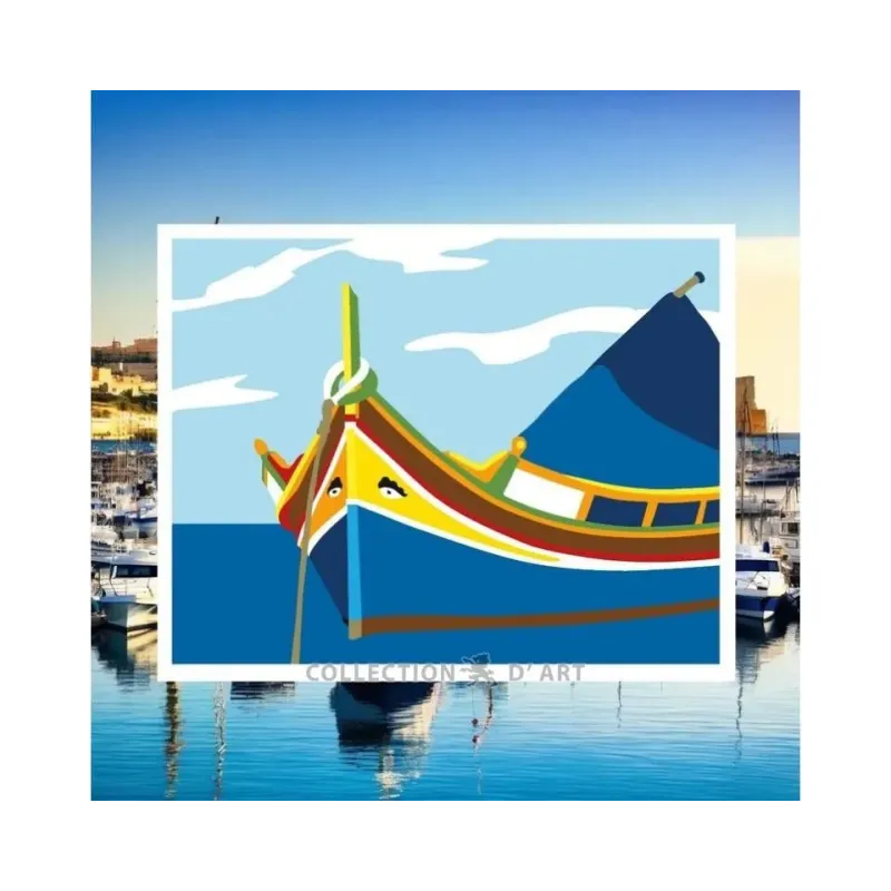 Gobelin-Set mit bedruckter Leinwand 18x14 Boot am Meer CDA3001K