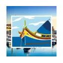 Tapestry Kit with printed canvas 18x14 Boat at the sea CDA3001K