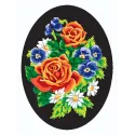 Printed Canvas 18x24 Pansies and Roses, Oval CDA7018