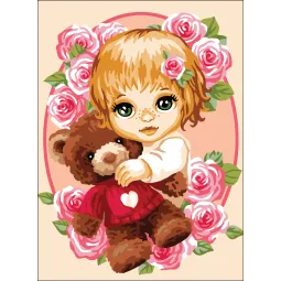 Printed Canvas 22x30 Teddy bear for a girl CDA6336