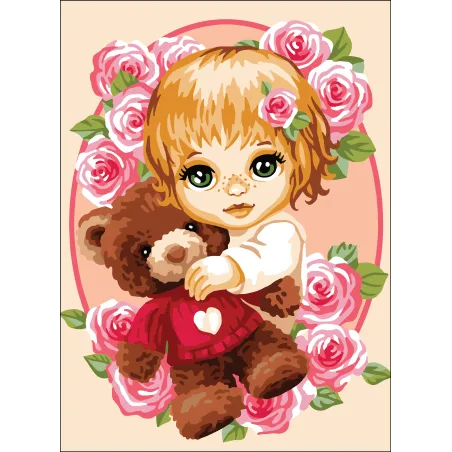 Bedruckte Leinwand 22x30 Teddybär für ein Mädchen CDA6336